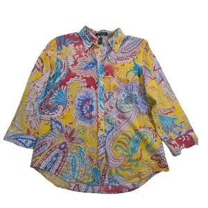 Lauren Ralph Lauren‎ Paisley Cotton Button Down Shirt – Women's L